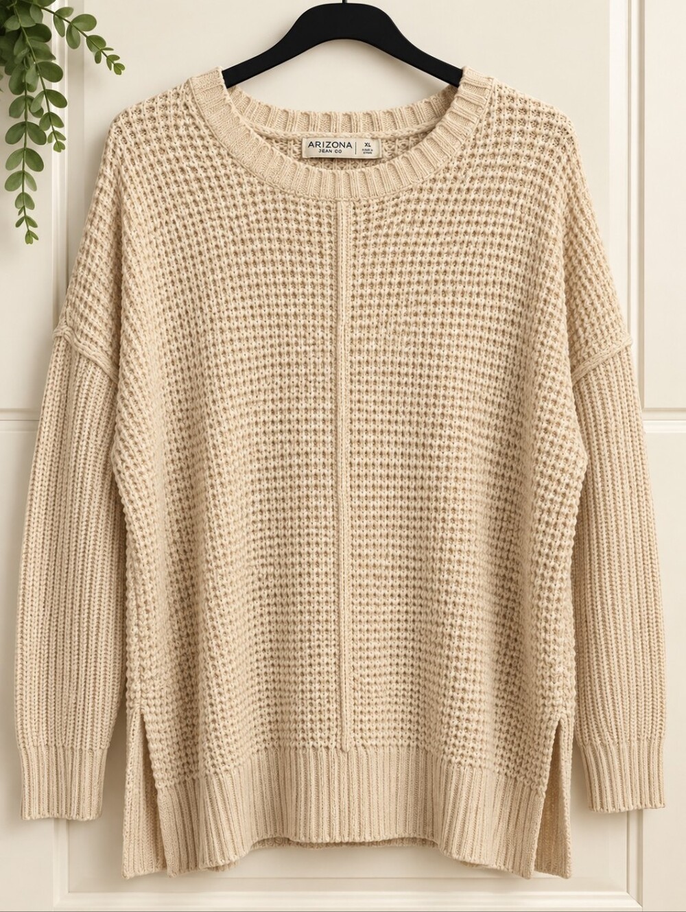 Arizona Jean Co Cream Waffle Knit Oversized Sweater XL